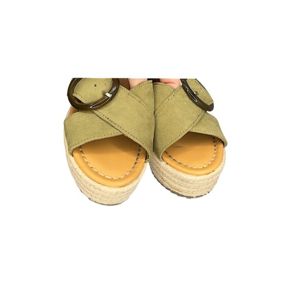 American Eagle Espadrille Platform Sandals Olive Green Buckle Women’s Size 7 - Picture 8 of 10